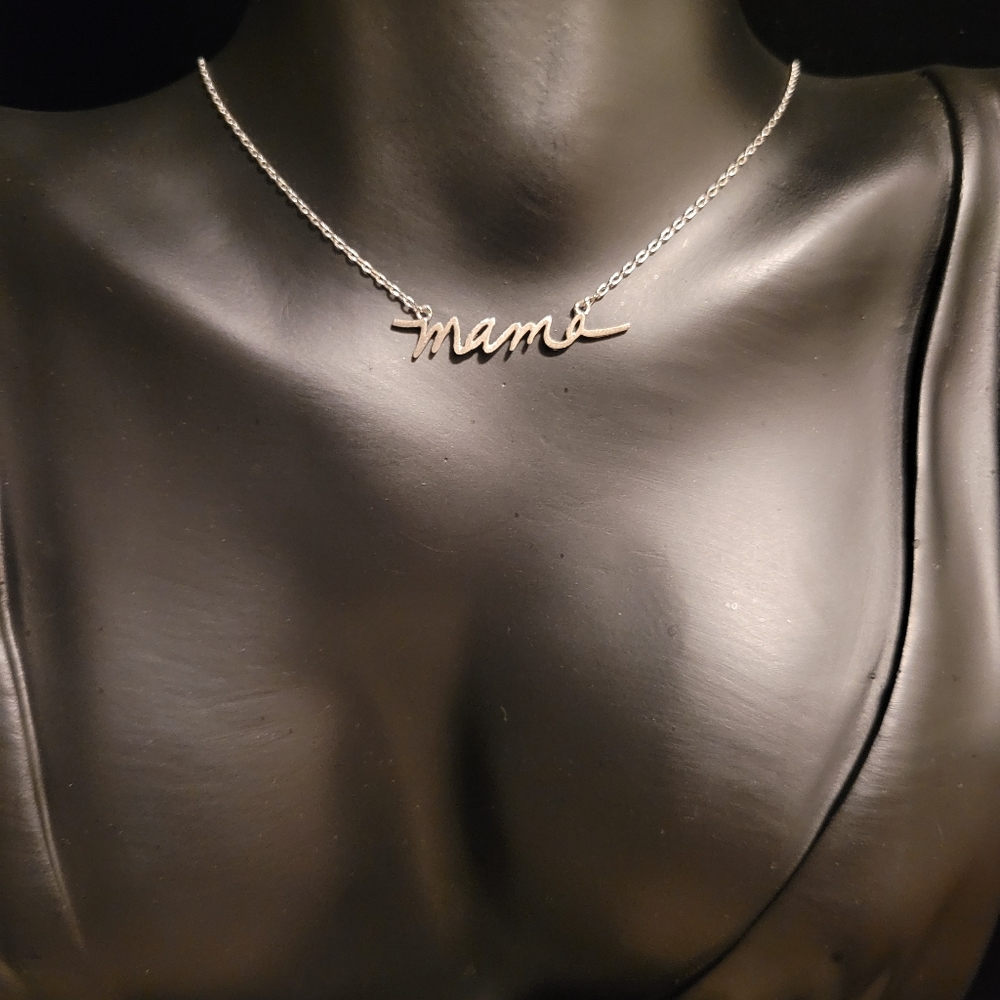 Estate Stainless Steel "Mama" Necklace - Picture 2 of 3